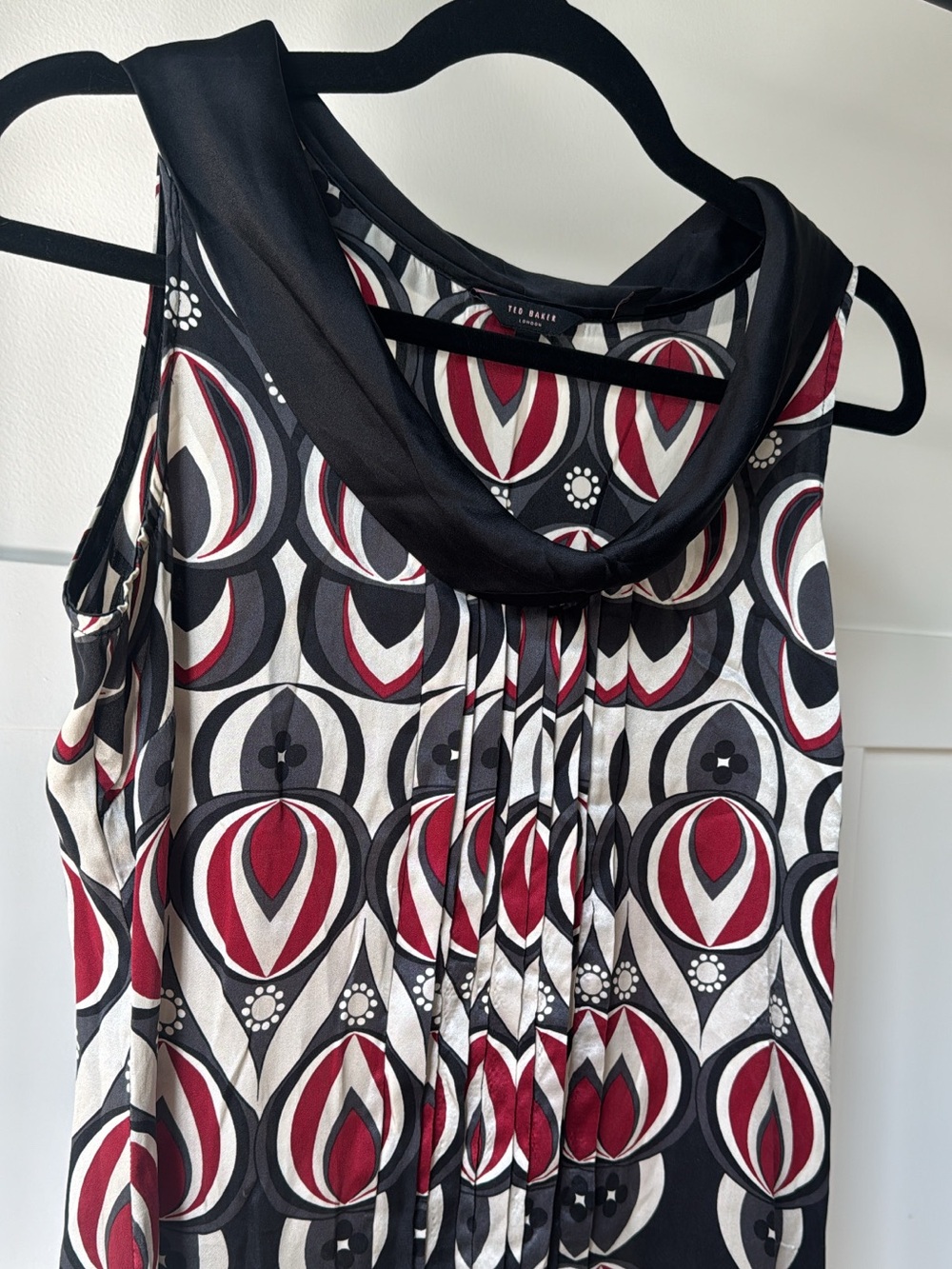 Ted Baker 100% Silk Cowl Neck Sleeveless Geometric Dress - Picture 2 of 10